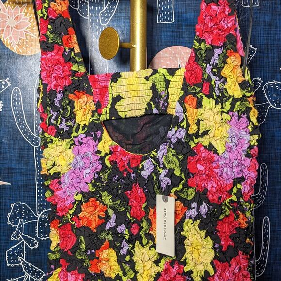 NWT Anthropologie Yukiko Noritake Square-Neck Pebble Smocked Dress Women's S/M - Picture 7 of 10